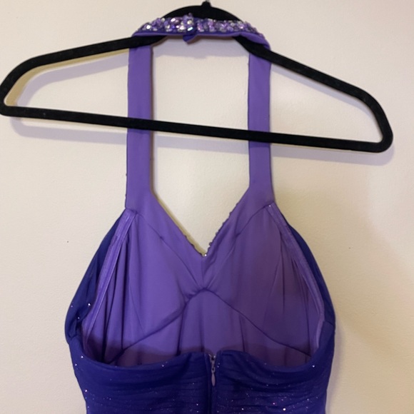 Purple Sparkle Backless Gown with Beaded Neck - Picture 5 of 7